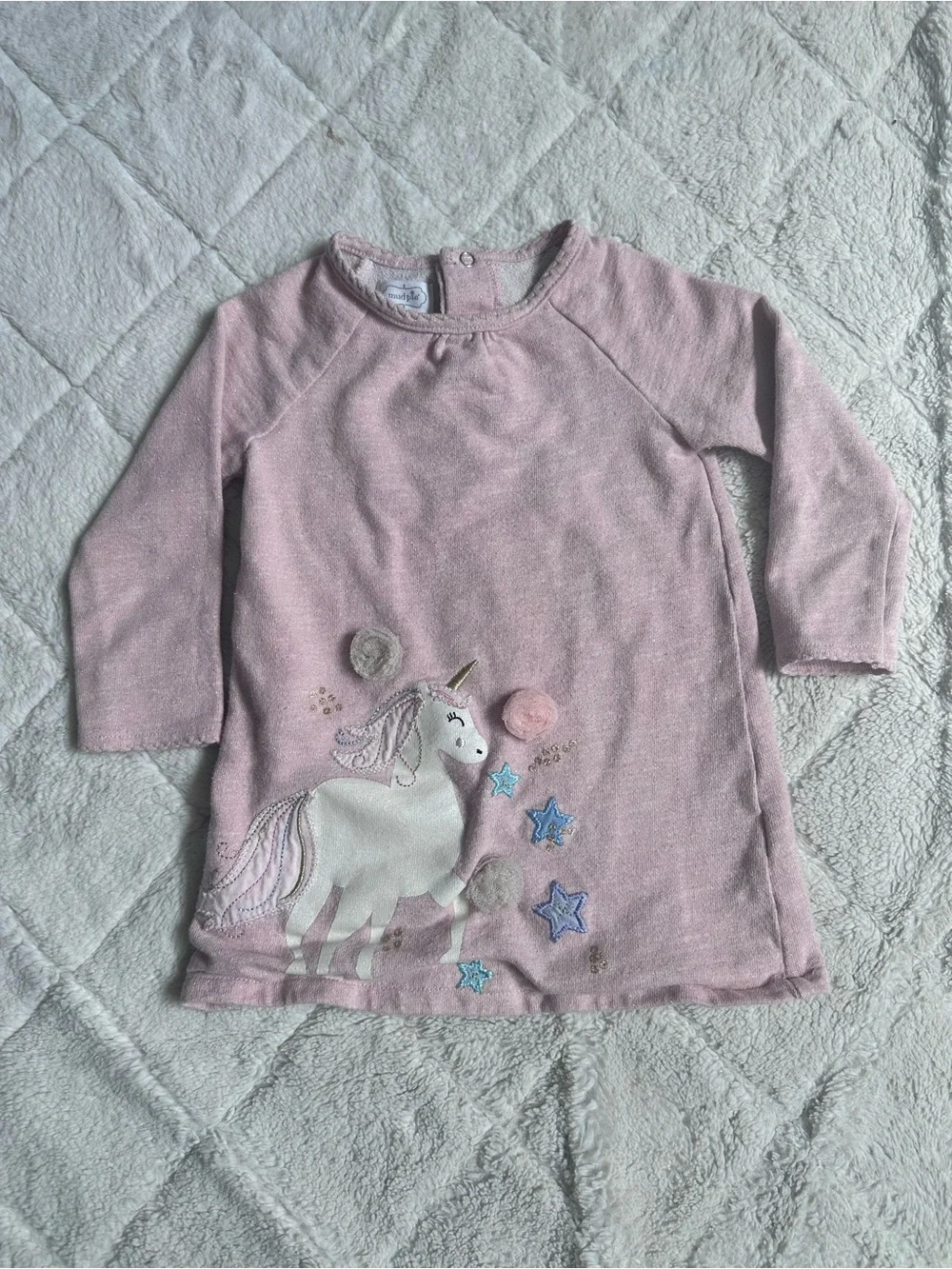 Mudpie | Pink and Cream Unicorn Raglan Dress | Size 2T